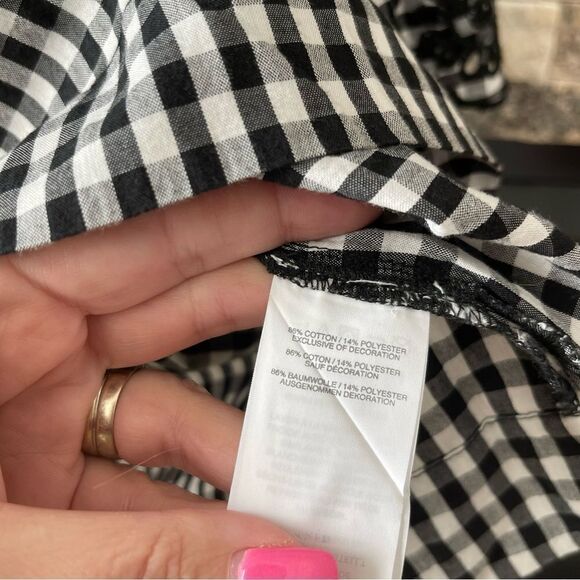 J Crew Ludwig Gingham Embroidered Bell Sleeve Top Blouse Black White Sz 2 - Picture 3 of 3